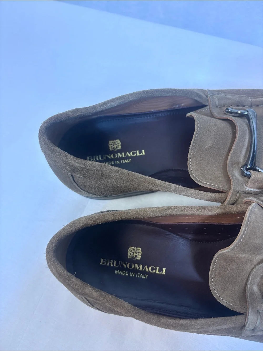 Bruno Magli Rocky Taupe Suede Horsebit Loafers Men Size 11 M Italy Slip On Shoe